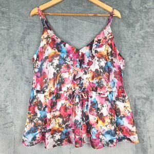 Torrid Top 2X‎ Babydoll Fairy Romantic Floral Chiffon Clip Dot Ruffle Coquette